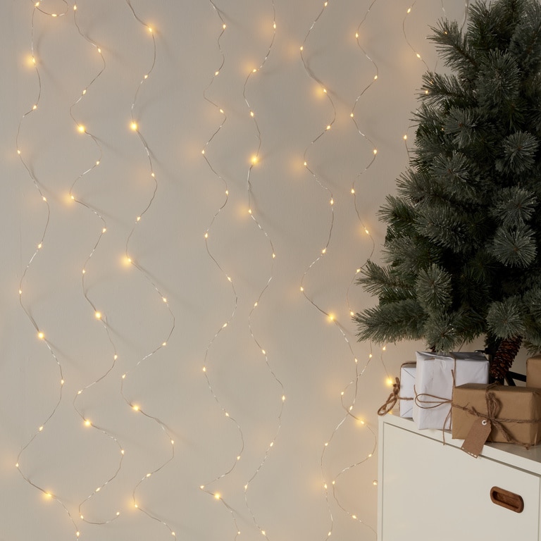 Perdea de lumini LED, 380 leduri, 2 x 2 m, iluminat alb cald