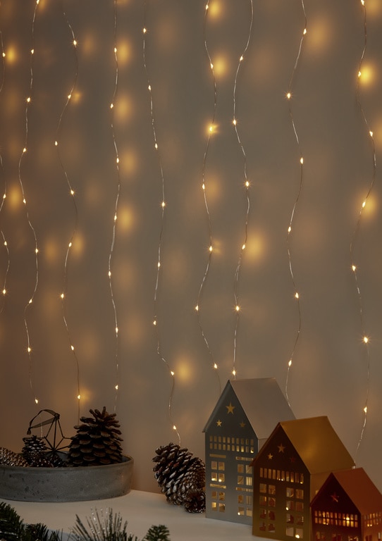 Perdea de lumini LED, 380 leduri, 2 x 2 m, iluminat alb cald