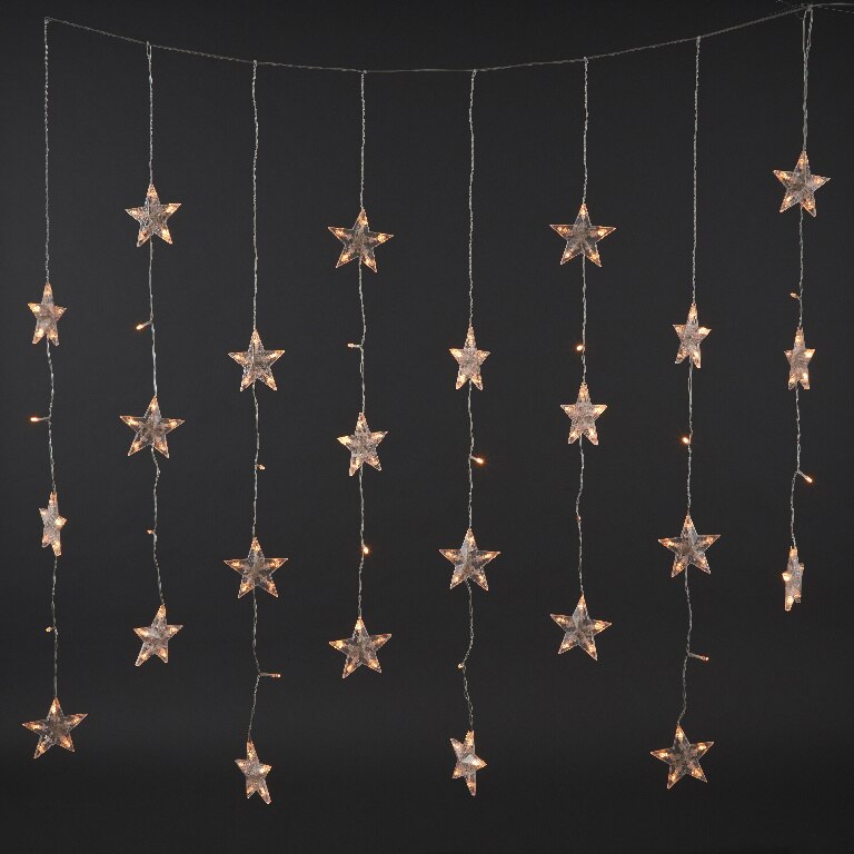 Perdea de lumini LED stelute, 136 leduri, iluminatie alb cald