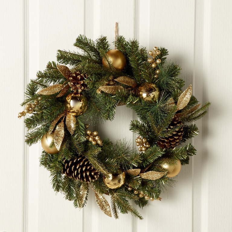 Coronita decorativa, 50 cm, verde-auriu