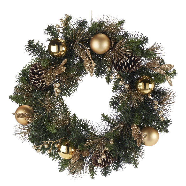 Coronita decorativa, 50 cm, verde-auriu