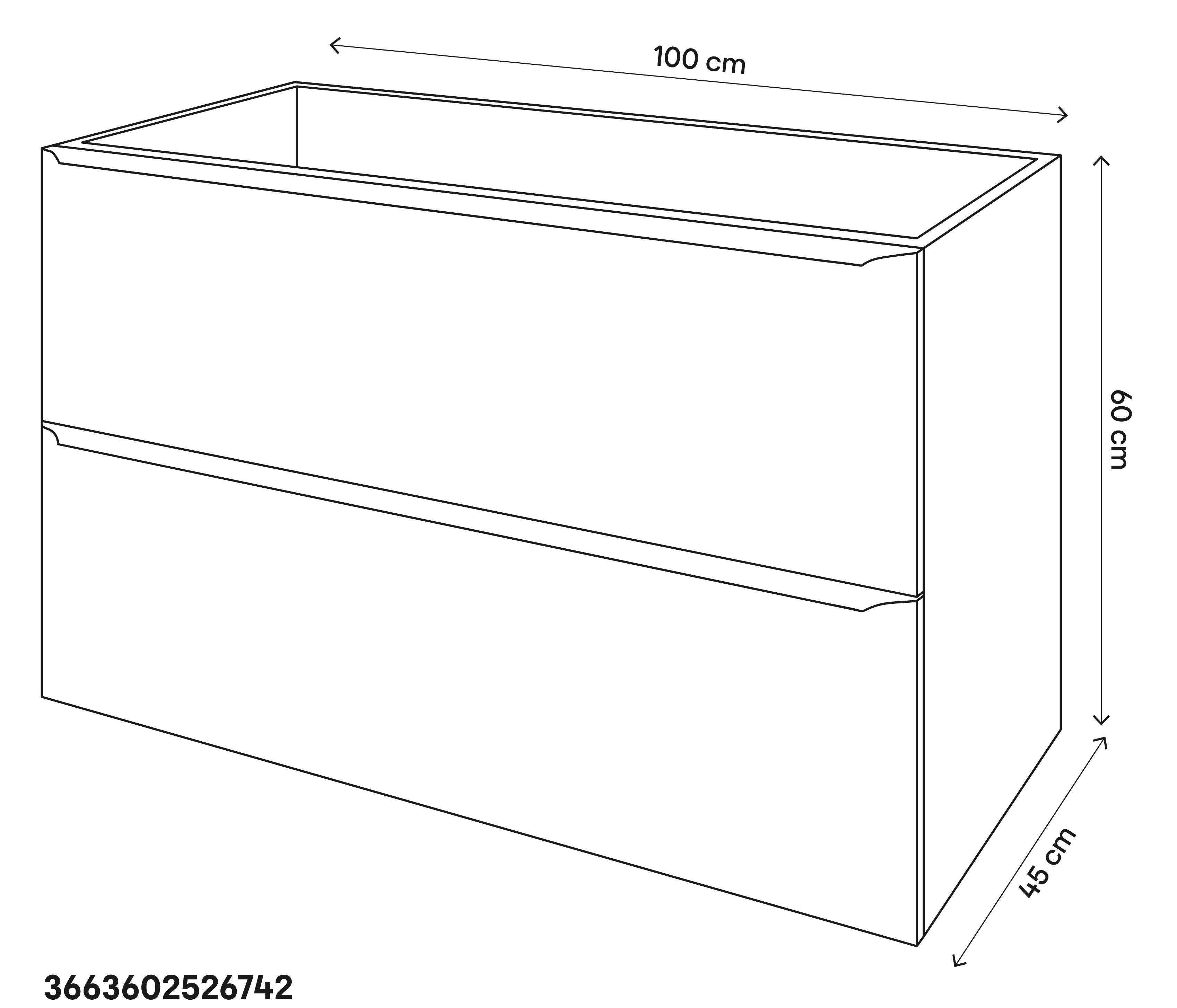 Baza dulap suspendat, model stejar, 100 x 60 x 45 cm - Imandra