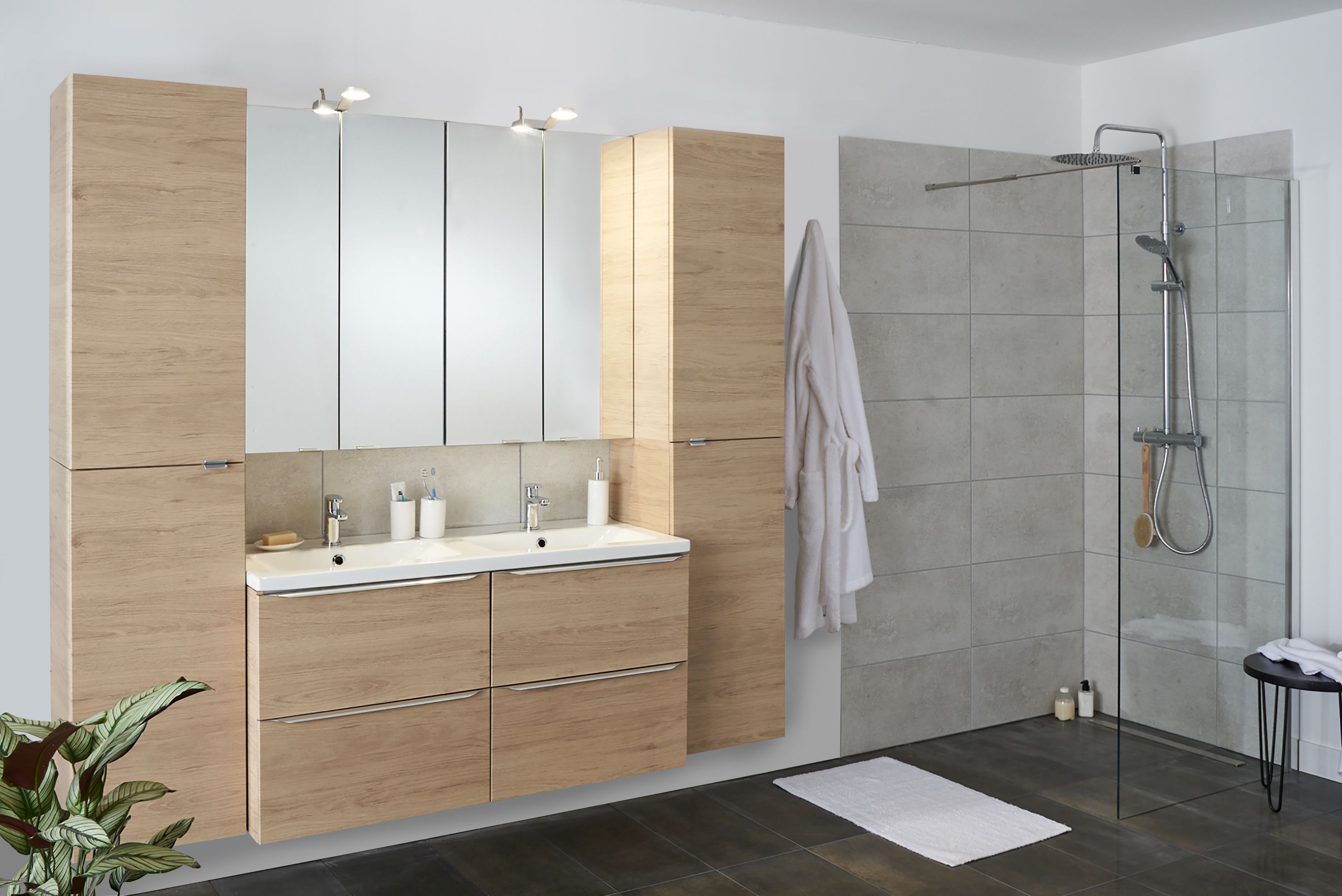 Masca lavoar GoodHome Imandra, suspendata, 120 x 45 x 60 cm, stejar