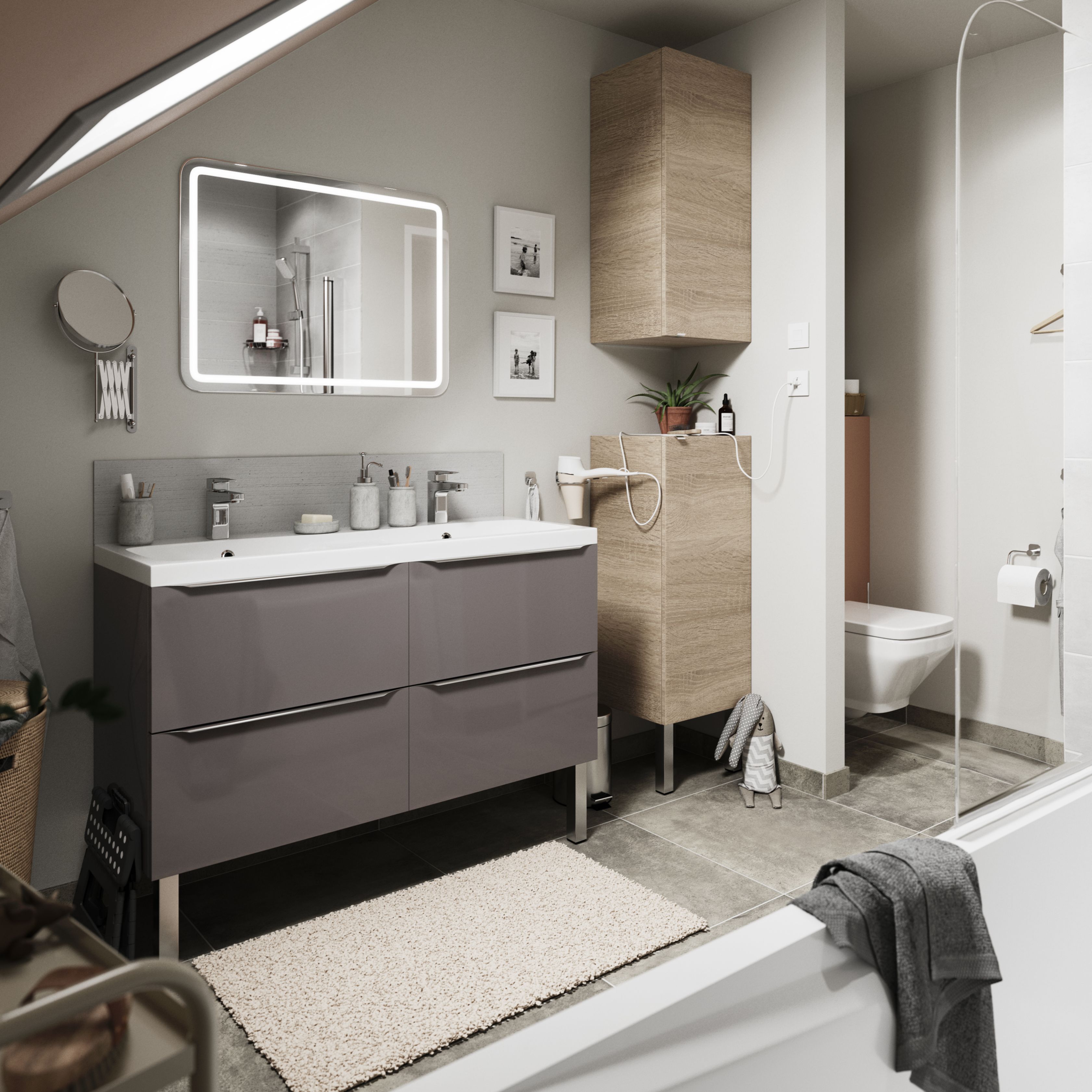 Dulap baie suspendat, maro, 90 x 40 x 36 cm  GoodHome Imandra