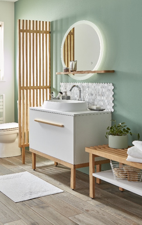 Lavoar baie GOODHOME, rasina, 80 x 45 cm, alb