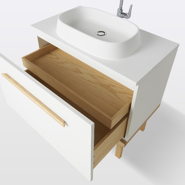 Lavoar baie GOODHOME, rasina, 80 x 45 cm, alb