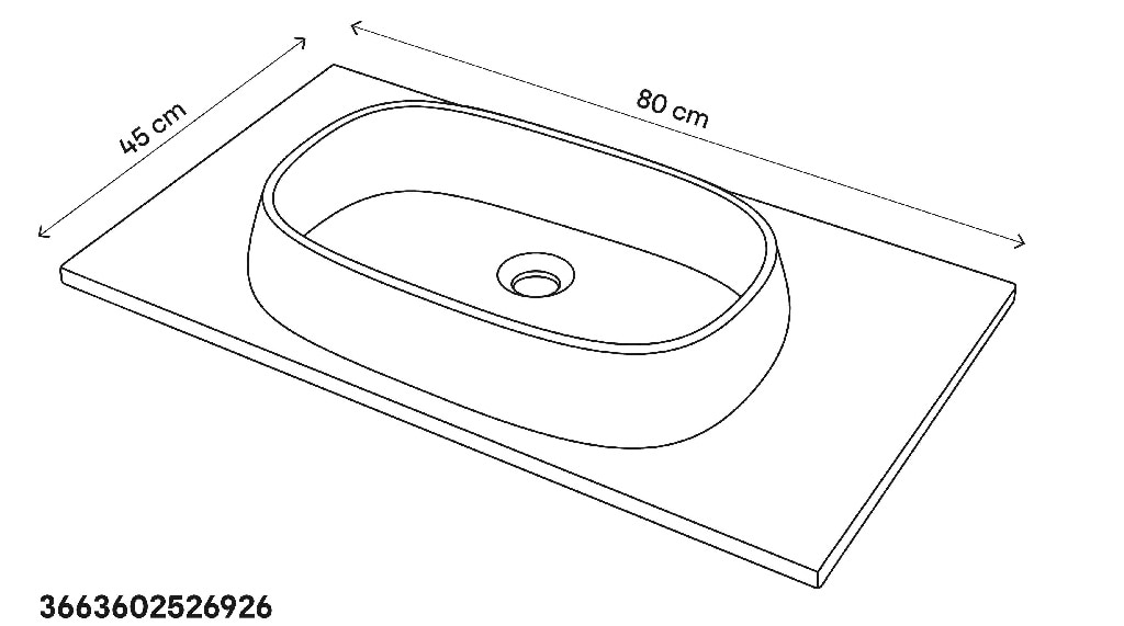 Lavoar baie GOODHOME, rasina, 80 x 45 cm, alb