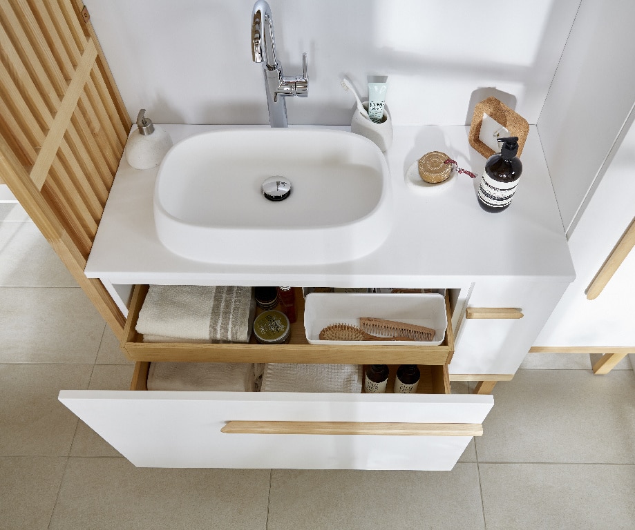 Lavoar baie GOODHOME, rasina, 100 x 45 cm, alb