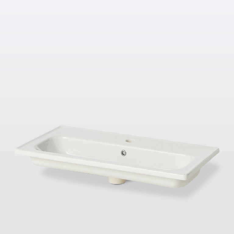 Lavoar baie ceramica, alb lucios, montare pe blat, 81,3 cm   GoodHome Towan