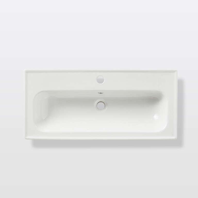 Lavoar baie ceramica, alb lucios, montare pe blat, 81,3 cm   GoodHome Towan