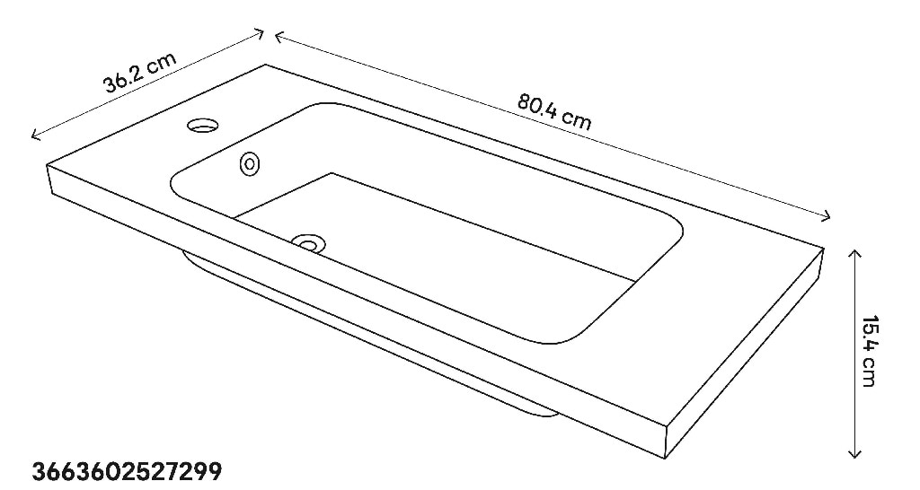 Lavoar baie rasina, alb lucios, montare pe blat, 80 cm   GoodHome Makonda