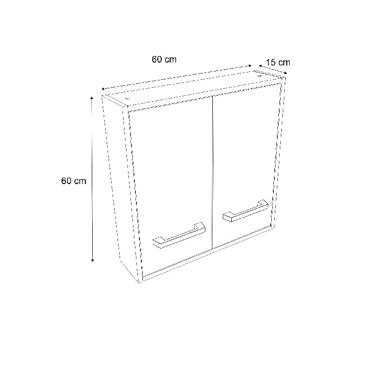 Dulap baie GoodHome Ladoga, suspendat, 60 x 15 x 60 cm, alb
