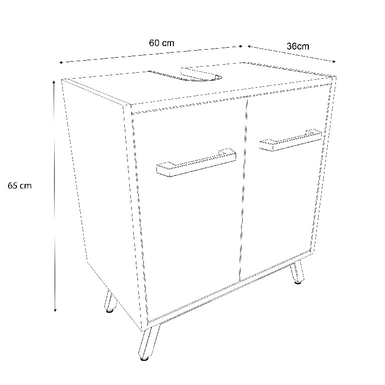 Masca lavoar Cooke & Lewis Ladoga, 60 x 36 x 65 cm, alb