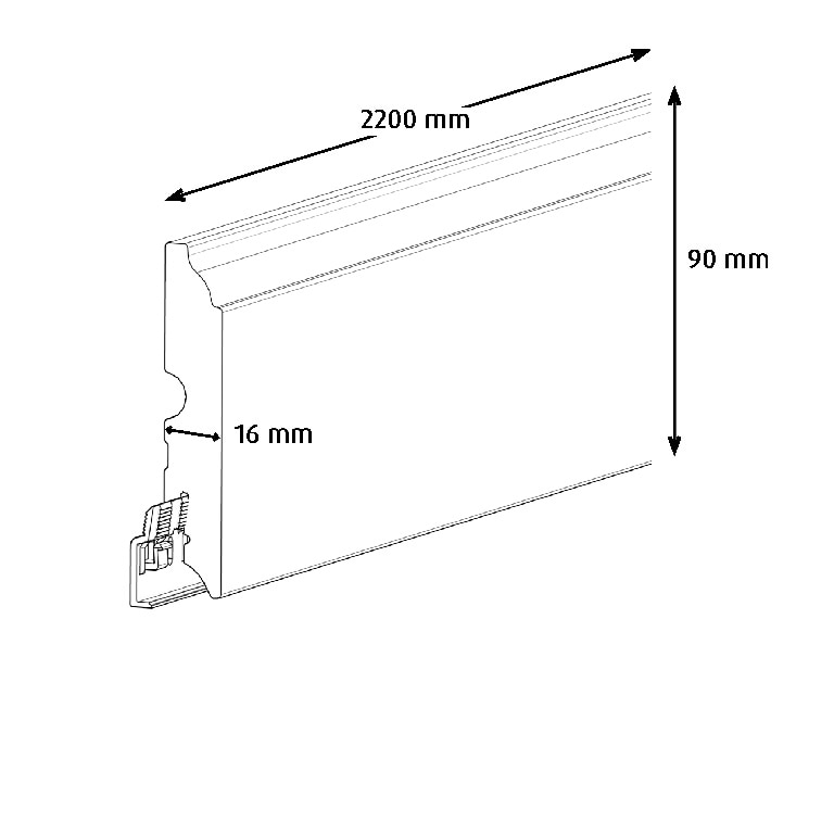 Plinta parchet, MDF, alb, 2200 x 90 x 16 mm  GoodHome