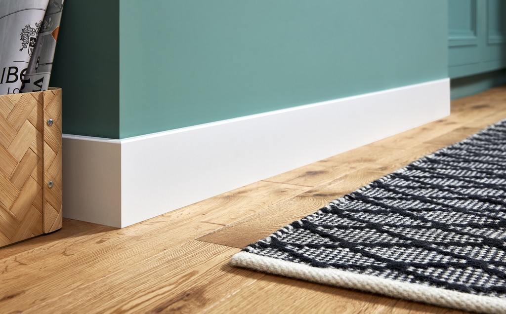 Plinta parchet, MDF, alb, 2200 x 100 x 16 mm  GoodHome