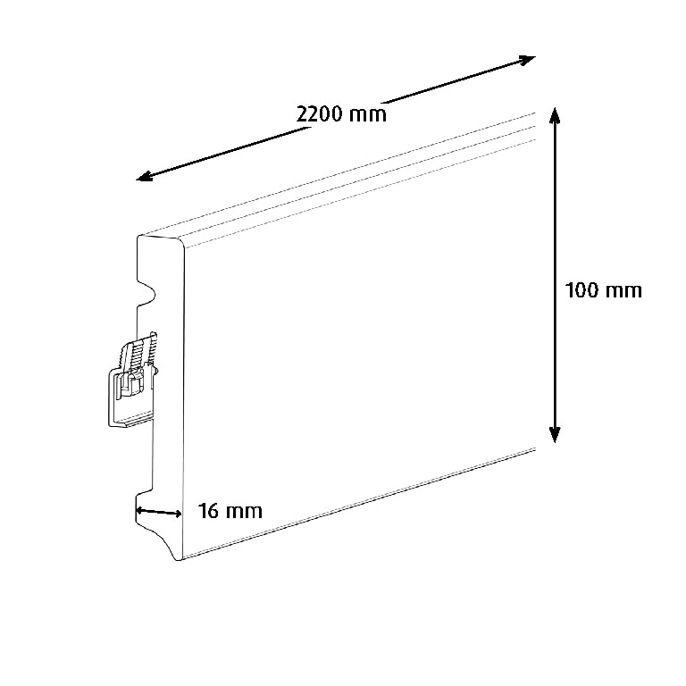Plinta parchet, MDF, alb, 2200 x 100 x 16 mm  GoodHome