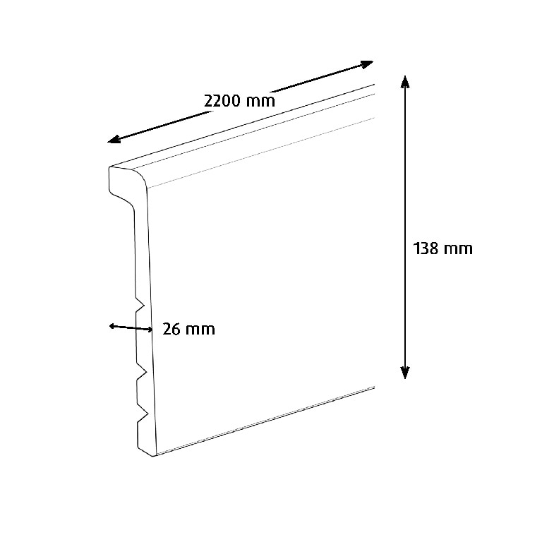 Plinta parchet, MDF, alb, 2200 x 138 x 26 mm  GoodHome