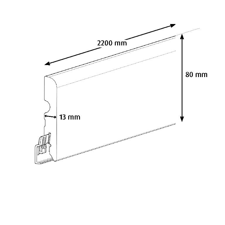 Plinta parchet, MDF, lemn, gri, 2200 x 80 x 13 mm • GoodHome