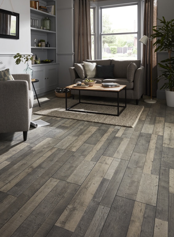 Parchet laminat, gri, 8 mm, HDF, AC4, 2.18 mp/cut • GoodHome