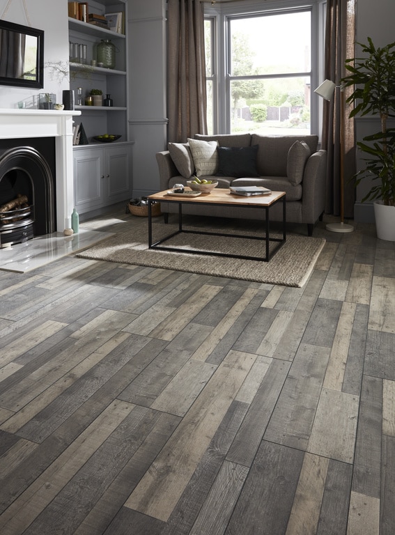 Parchet laminat, gri, 8 mm, HDF, AC4, 2.18 mp/cut • GoodHome