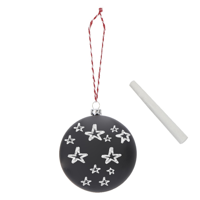 Set 4 globuri pentru brad Craciun, 8 cm, plastic, negru