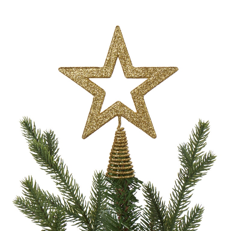 Varf de brad Craciun Stea, 15 cm, auriu