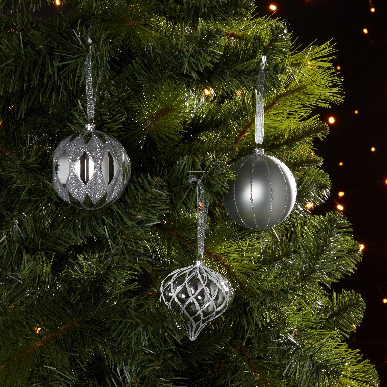 Glob Craciun UOST8211, 8 cm, argintiu