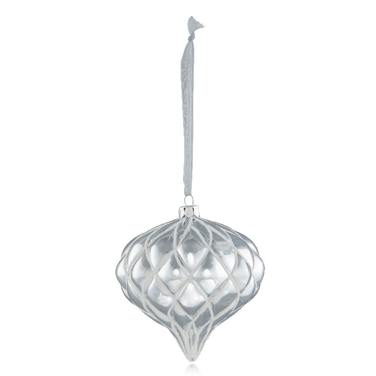 Glob Craciun UOST8216, 8 cm, argintiu