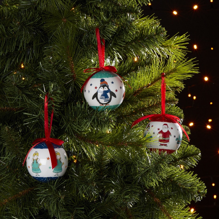 Glob Craciun, 7.3 cm, alb-rosu