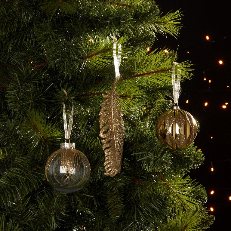 Glob Craciun, 8 cm, detalii aurii, transparent