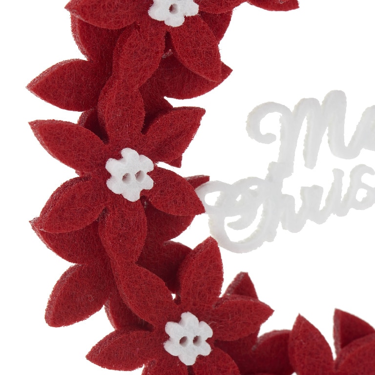 Decoratiune Coronita pentru brad craciun, textil, rosu/alb