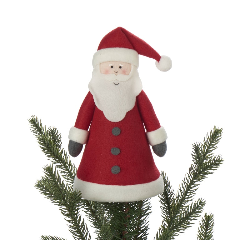 Varf brad Mos Craciun, 10 cm, rosu-alb