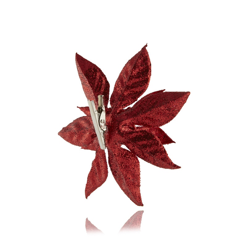 Decoratiune brad Poinsettia, 14 cm, rosu
