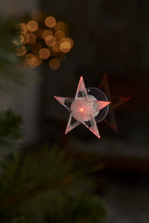 Decoratiune LED Stea pentru geam, multicolor