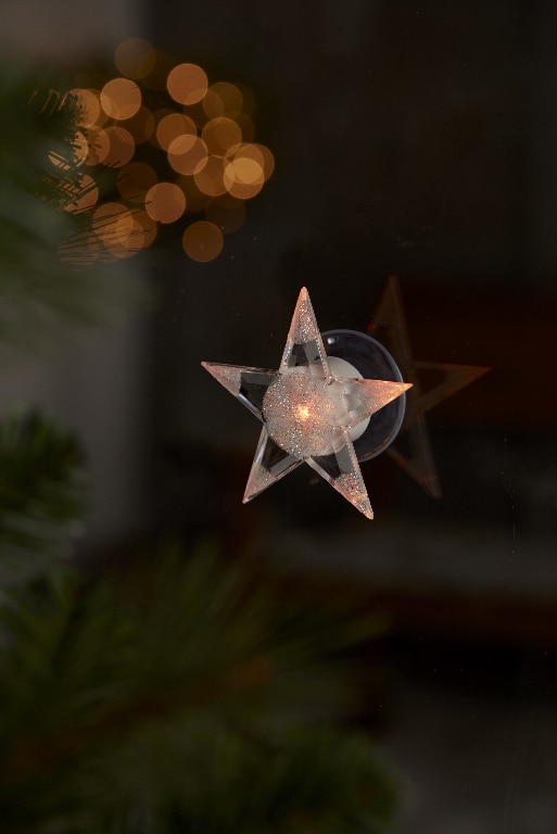 Decoratiune LED Stea pentru geam, multicolor