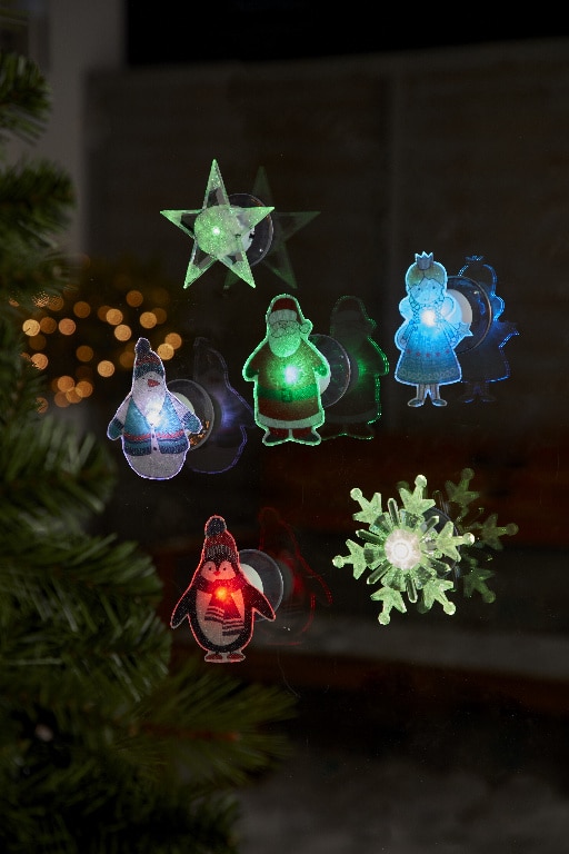 Decoratiune LED Stea pentru geam, multicolor