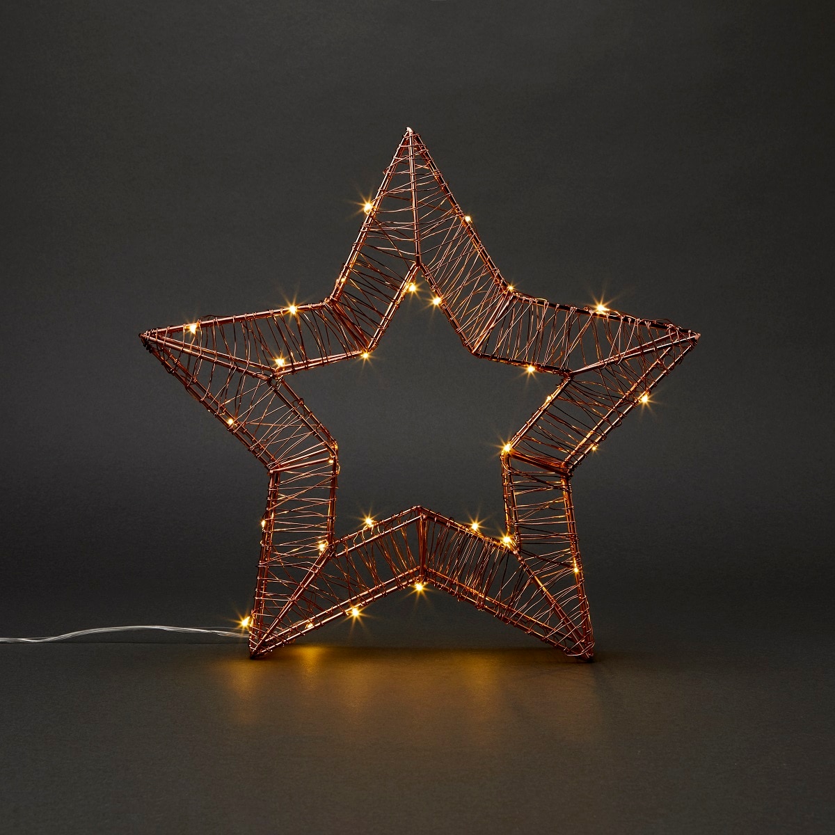 Decoratiune Stea Luminoasa, 36 x 34 cm, metal, auriu, lumina alb cald