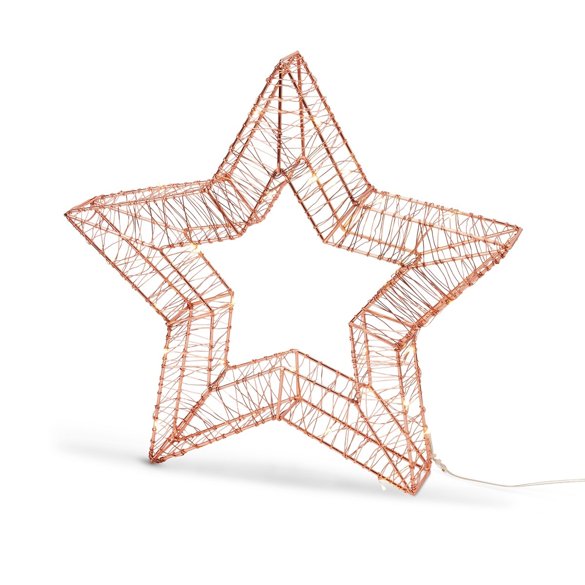 Decoratiune Stea Luminoasa, 36 x 34 cm, metal, auriu, lumina alb cald