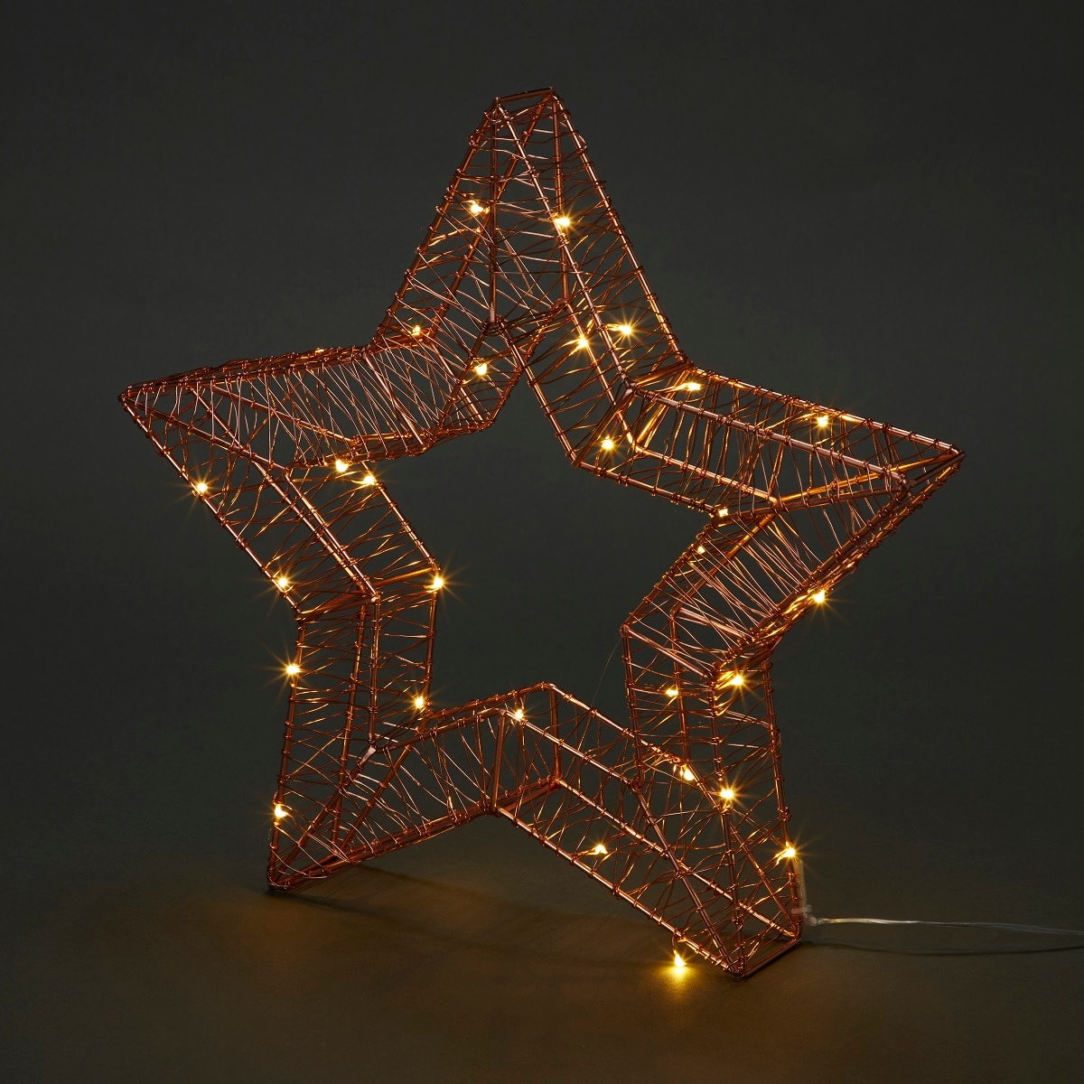 Decoratiune Stea Luminoasa, 36 x 34 cm, metal, auriu, lumina alb cald