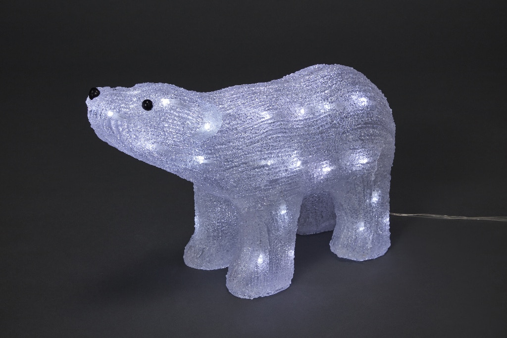 Urs polar cu senzor muzical, LED, 32 cm