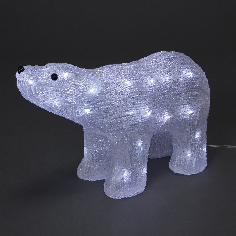 Urs polar cu senzor muzical, LED, 32 cm