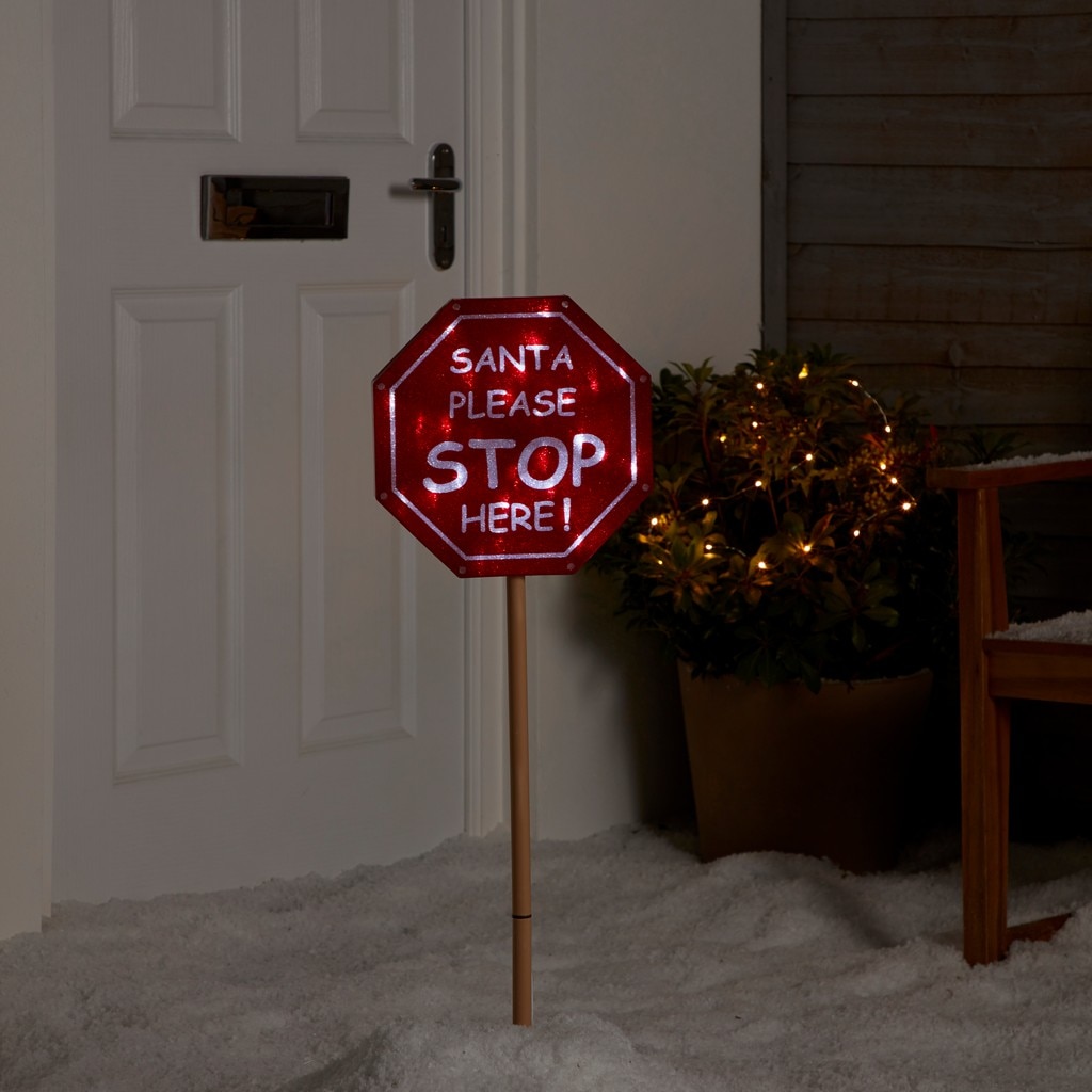 Decoratiune Craciun indicator LED, 110 cm, alb-rosu