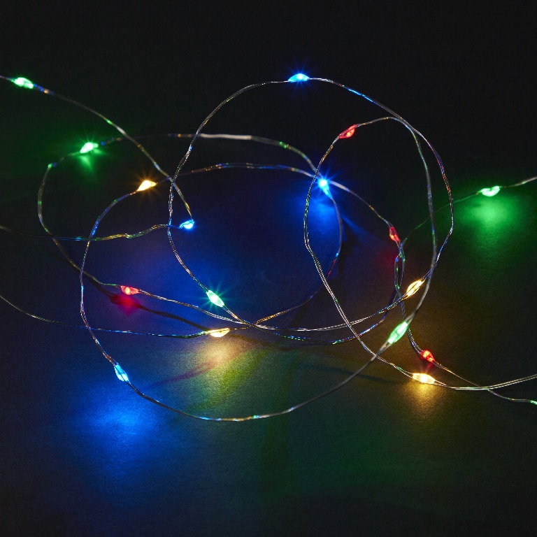 Instalatie Craciun 50 LED-uri, 5.2 m, pe baterie, lumina alb rece