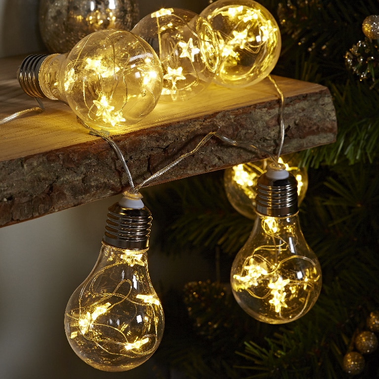 Instalatie Craciun interior, 10 LED-uri, 1.6 m, alb cald