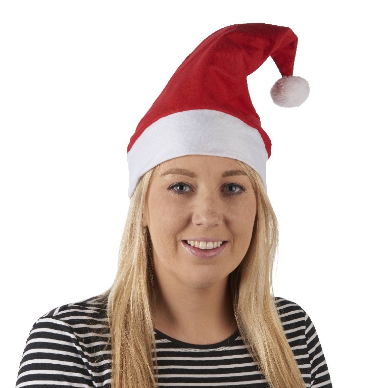 Fes Mos Craciun, 33 cm, pasla, rosu/alb