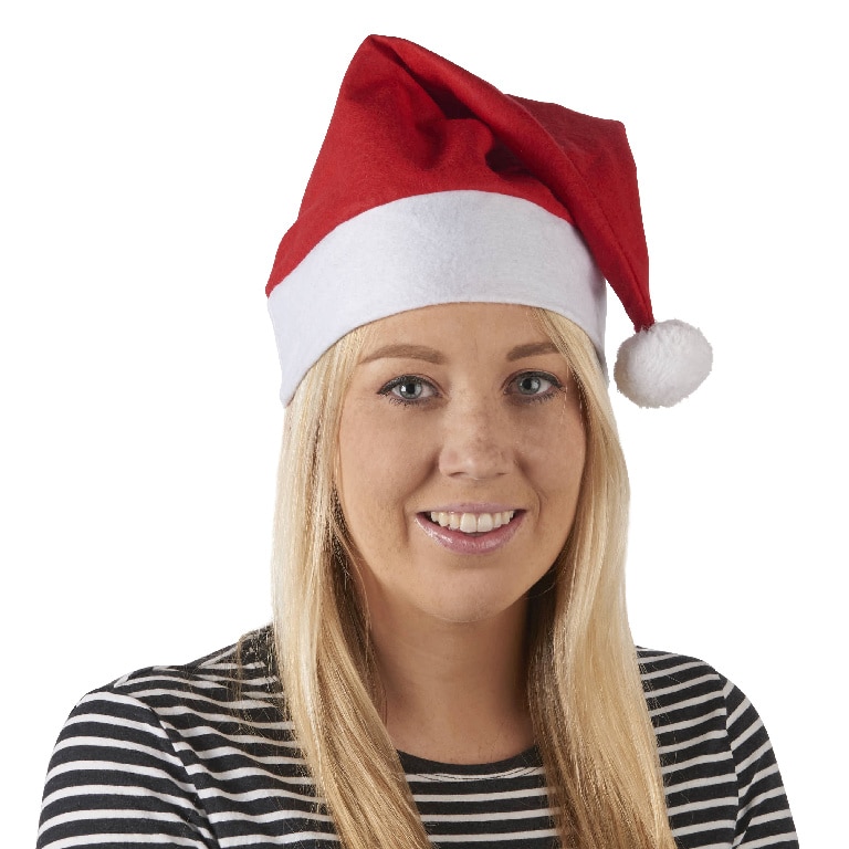 Fes Mos Craciun, 33 cm, pasla, rosu/alb