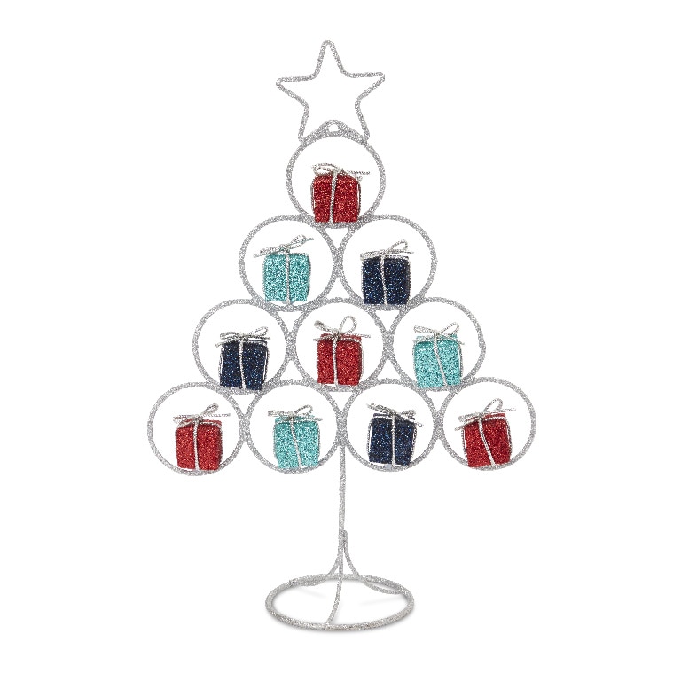 Decoratiune Brad Craciun pentru masa, argintiu