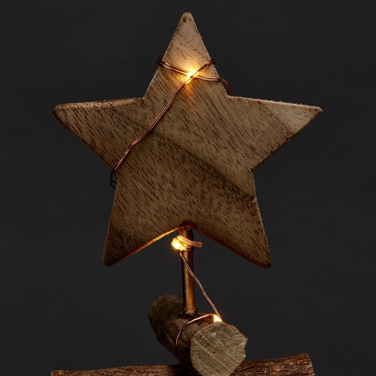 Decoratiune de masa LED Brad luminos, 45 cm, maro