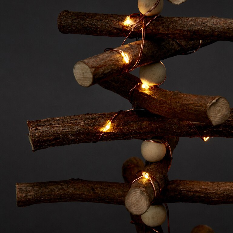 Decoratiune de masa LED Brad luminos, 45 cm, maro