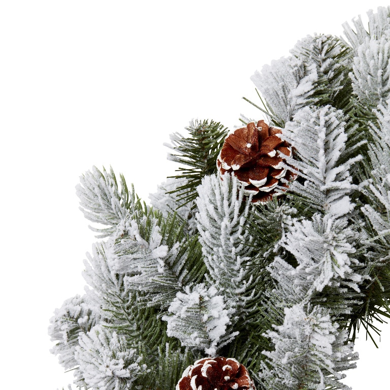 Coronita cu efect inghetat, 50 cm, polietilena si PVC, verde/alb